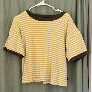 RVCA Yellow and Brown Striped Top